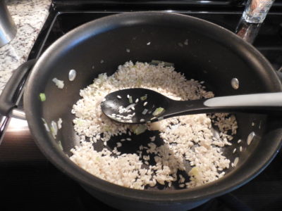 Risotto - adding rice to pan