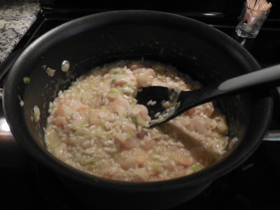 Risotto with shrimp and leeks
