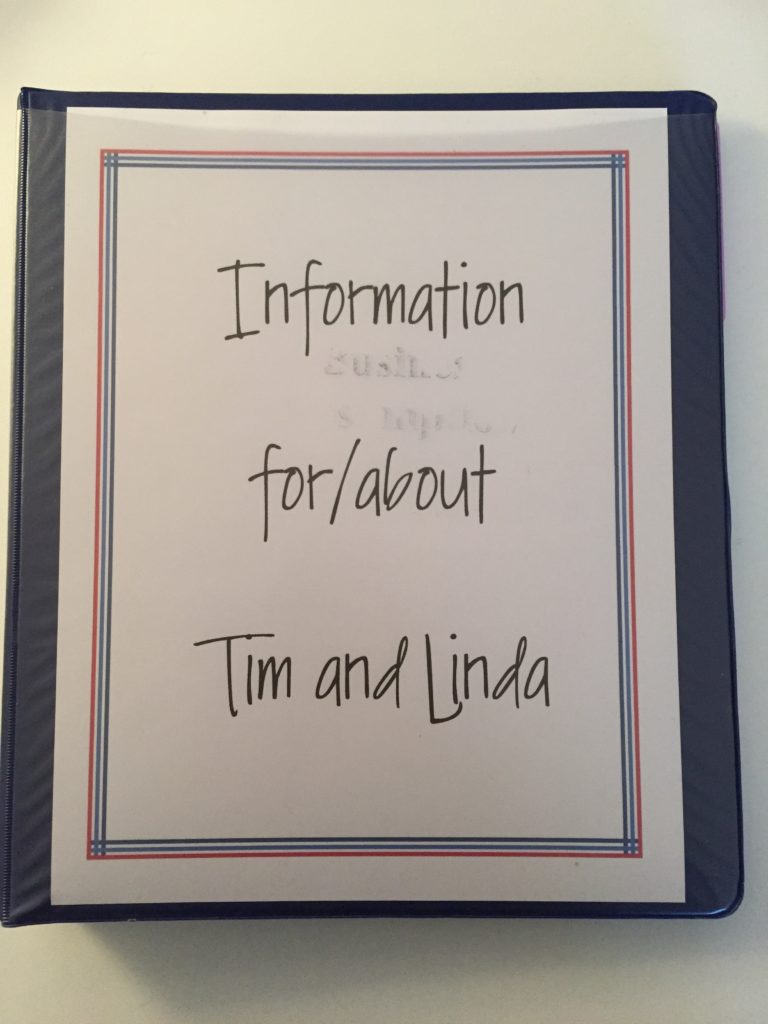 personal information binder